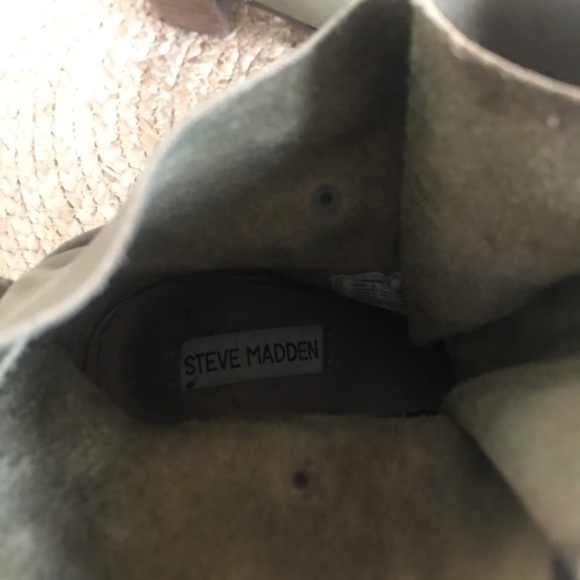 Steve Madden Olive Green soft leather lace-up block heel boots size 39 - Picture 7 of 8